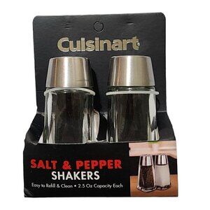 Cuisinart Glass Salt and Pepper‎ Shaker Set with Silver Caps 2.5oz